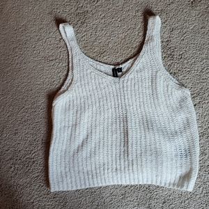 White cropped knit tank